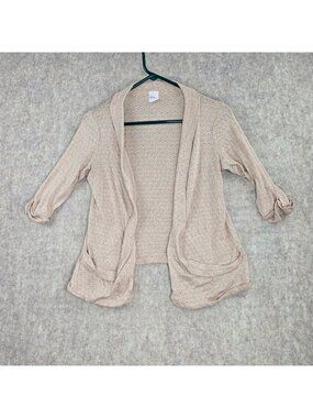 Kira Womens Open Front Lightweight Cardigan Beige Polyester/Rayon Knit Design